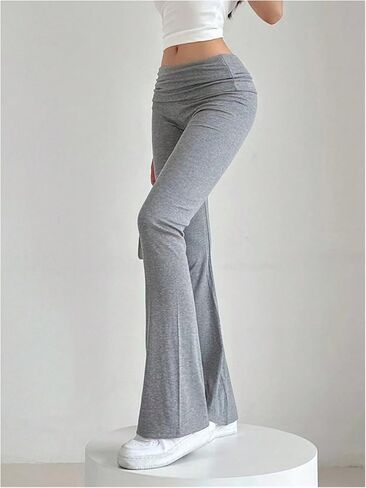 SHENHE Women's Y2k Skinny Pants Low Rise Foldover Stretch Yoga Lounge Pants Streetwear in Saudi Arabia