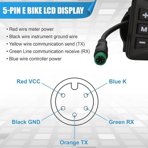 G51 E-Bike Display Controller 5 Pins LCD Color Screen Intelligent Electric Bike Control Panel for 24V 36V 48V System, Wireless Speedometer Odometer Monitor for Scooter Accelerator Waterproof Connector in Saudi Arabia