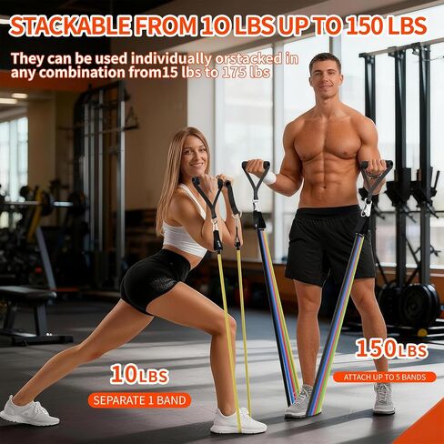 Resistance Bands, Exercise Bands Set for Working Out, Resistance Bands with Handles, Home Gym Workout Bands, Fitness Equipment for Men and Women Strength Training in Saudi Arabia