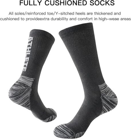 JOYNÉE 6 Pairs Mens Crew Cushion Socks Work Athletic Running Socks Casual Breathable Socks for Men,Sock Size:10-13 in Saudi Arabia