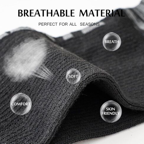 JOYNÉE 6 Pairs Mens Crew Cushion Socks Work Athletic Running Socks Casual Breathable Socks for Men,Sock Size:10-13 in Saudi Arabia
