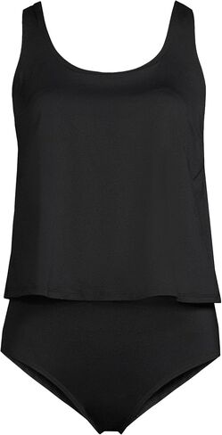 Lands' End Women's Chlorine Resistant V Neck One Piece Fauxkini Swimsuit in Saudi Arabia