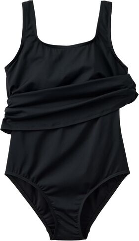 Lands' End Women's Chlorine Resistant V Neck One Piece Fauxkini Swimsuit in Saudi Arabia