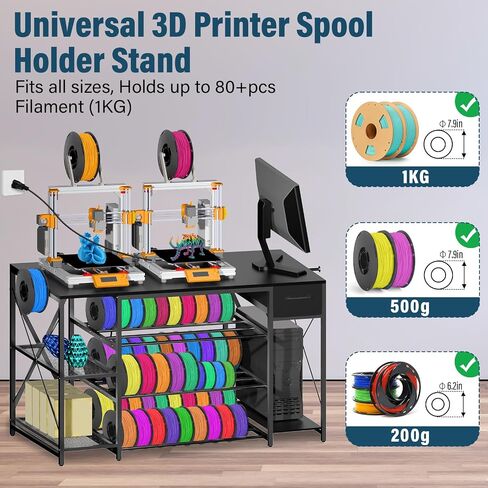 Kids 3D Printer Stand Filament Storage, Toybox 3D Printer for Kids Table Heavy Duty Filament Rack Spool Holder with Wheels, Mini 3D Printer Organizer Stand Storage Accessories in Kuwait