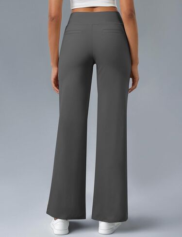سراويل يوجا واسعة الساق من AVAMO للنساء، سراويل عمل قابلة للتمدد، سراويل للتحكم في البطن مع جيوب، سراويل رسمية قابلة للسحب in Kuwait