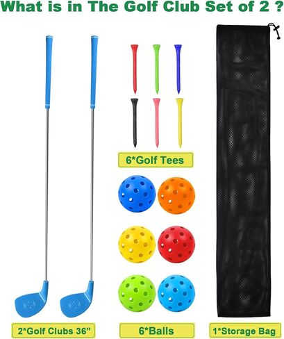 مجموعة نوادي ألعاب الجولف في الفناء الخلفي مقاس 91.44 سم من HOTWIND مع رؤوس كبيرة الحجم وعمود كربون خفيف الوزن للبالغين الذين يلعبون لعبة ساحة الجولف في الهواء الطلق في ساحات الحدائق العشبية مع 6 كرات تدريب وحقيبة تخزين واحدة in Kuwait