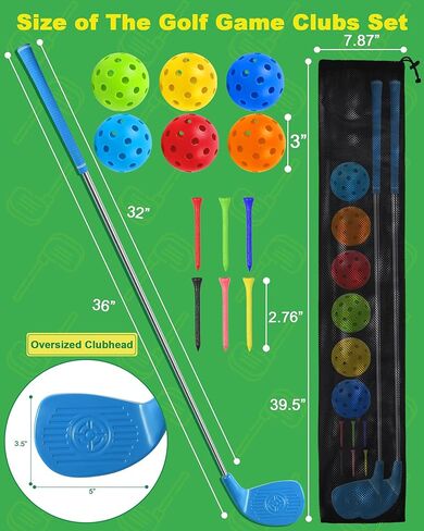 مجموعة نوادي ألعاب الجولف في الفناء الخلفي مقاس 91.44 سم من HOTWIND مع رؤوس كبيرة الحجم وعمود كربون خفيف الوزن للبالغين الذين يلعبون لعبة ساحة الجولف في الهواء الطلق في ساحات الحدائق العشبية مع 6 كرات تدريب وحقيبة تخزين واحدة in Kuwait