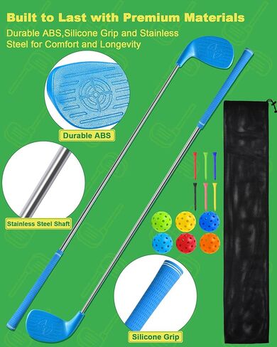 مجموعة نوادي ألعاب الجولف في الفناء الخلفي مقاس 91.44 سم من HOTWIND مع رؤوس كبيرة الحجم وعمود كربون خفيف الوزن للبالغين الذين يلعبون لعبة ساحة الجولف في الهواء الطلق في ساحات الحدائق العشبية مع 6 كرات تدريب وحقيبة تخزين واحدة in Kuwait