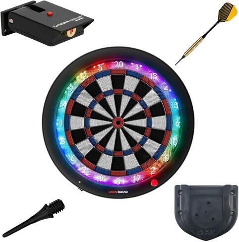 Gran Board 3s LED Dartboard (Blue) with Mounting Bracket & 2 Dart Sets, Replacement Tips, and Laser throwline- Complete Premium Starter Setup in Saudi Arabia