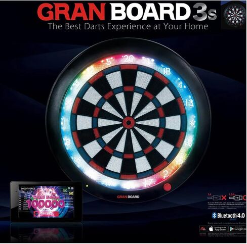 Gran Board 3s LED Dartboard (Blue) with Mounting Bracket & 2 Dart Sets, Replacement Tips, and Laser throwline- Complete Premium Starter Setup in Saudi Arabia