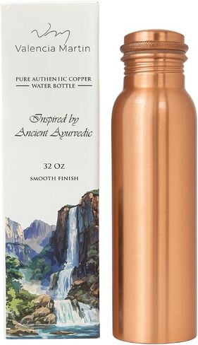 Premium 32oz Pure Copper Water Bottle for Drinking - Ayurvedic Health Benefits - Handcrafted Copper Water Vessel - Leak-Proof Design, Rust-Free - Eco-Friendly Choice in Saudi Arabia