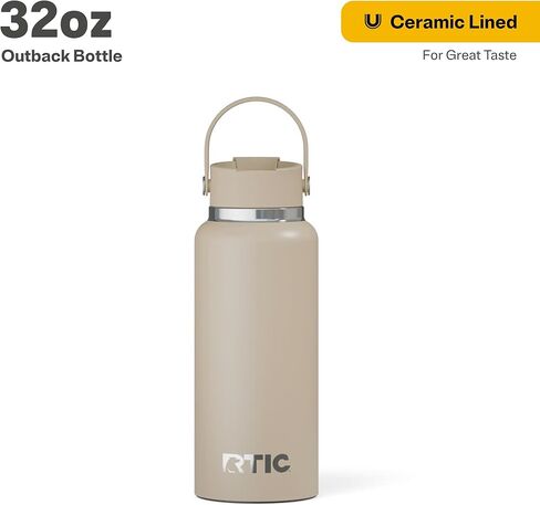 RTIC 32oz Outback Bottle, Ceramic Lined, Insulated, Stainless Steel, Metal, Double Wall Vacuum-Insulation, Leak-Proof Lid, BPA-Free Water Flask Hiking, Running, Sports, Outdoor, Starry Night in Saudi Arabia