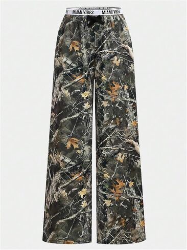 Girl's Camo Wide Leg Athletic Baggy Pants Elastic Waist Tree Branch Graphic Trousers Pants Streetwear in Saudi Arabia