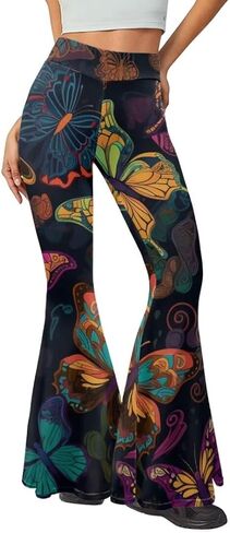 سراويل اليوغا النسائية واسعة الساق مضيئة جرس أسفل Sweatpants عالية الخصر in Kuwait