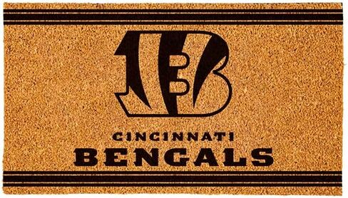 سجادة باب من ألياف جوز الهند الطبيعية NFL Cincinnati Bengals من Team Sports America NFL | مدخل داخلي وخارجي | 28 × 16 بوصة | عدم الانزلاق مرة أخرى | ترحيب الحصير | كفوف الكلب الموحلة | ديكور المنزل لمدخل الباب الأمامي in Saudi Arabia