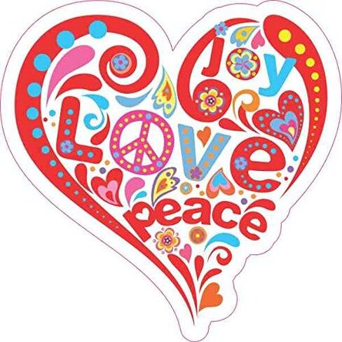 ملصق من الفينيل على شكل قلب Love Joy Peace من PosterTalk، مقاس 10.16 سم × 10.16 سم in Saudi Arabia