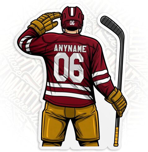 Custom Hockey Player Sticker Personalized Team Sport with Name Number Team Spirit Waterproof Die-Cut Vinyl Stickers for Water Bottle Laptop Hard Hat Kindle Sticker Decal Decor Gifts in Saudi Arabia