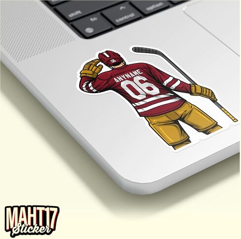 Custom Hockey Player Sticker Personalized Team Sport with Name Number Team Spirit Waterproof Die-Cut Vinyl Stickers for Water Bottle Laptop Hard Hat Kindle Sticker Decal Decor Gifts in Saudi Arabia