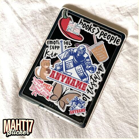 Custom Hockey Player Sticker Personalized Team Sport with Name Number Team Spirit Waterproof Die-Cut Vinyl Stickers for Water Bottle Laptop Hard Hat Kindle Sticker Decal Decor Gifts in Kuwait
