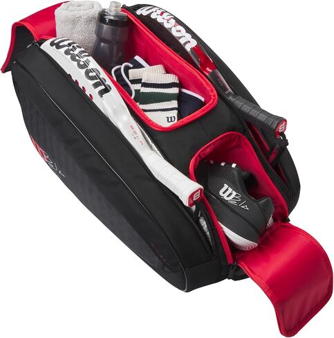 WILSON Bela Super Tour Padel Bag - Black/Red, Holds up to 4 Paddles in Saudi Arabia