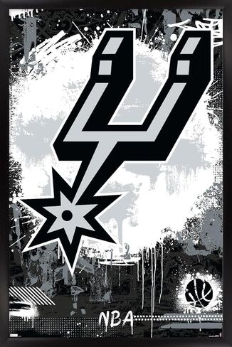 ملصق حائط من Trends International NBA San Antonio Spurs - شعار الحد الأقصى 23، مقاس 22.4 طول × 14.7 عرض، إصدار بإطار أسود in Kuwait