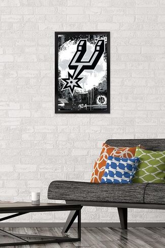 ملصق حائط من Trends International NBA San Antonio Spurs - شعار الحد الأقصى 23، مقاس 22.4 طول × 14.7 عرض، إصدار بإطار أسود in Kuwait
