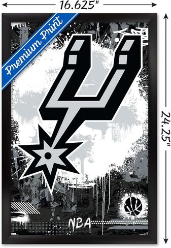 ملصق حائط من Trends International NBA San Antonio Spurs - شعار الحد الأقصى 23، مقاس 22.4 طول × 14.7 عرض، إصدار بإطار أسود in Kuwait