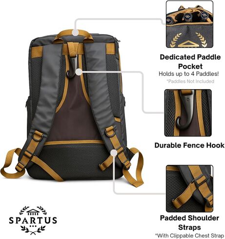 Spartus Pro Tour Pickleball Bag - Large Paddle Backpack Fits 5 Pickle Ball Paddles & Gear - Includes Ventilated Shoe Compartment, Fence Hook, Ball Pockets in Saudi Arabia