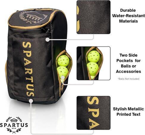 Spartus Pro Tour Pickleball Bag - Large Paddle Backpack Fits 5 Pickle Ball Paddles & Gear - Includes Ventilated Shoe Compartment, Fence Hook, Ball Pockets in Saudi Arabia