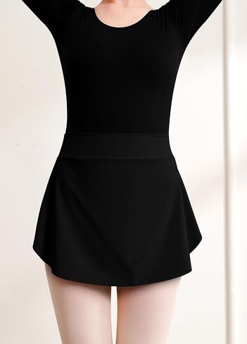 2Pcs Women's Team Basic Long Sleeve Dance Leotard with Pull on Black Ballet Skirt in Saudi Arabia