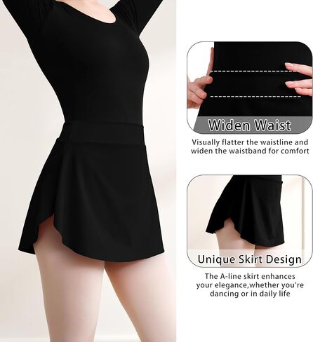 2Pcs Women's Team Basic Long Sleeve Dance Leotard with Pull on Black Ballet Skirt in Saudi Arabia