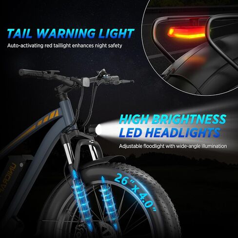 1000W Electric Bike for Adults, 7 Speed Ebike with 26" Fat Tire, Max 30MPH & 50 Miles, 48V 18.2Ah Battery, Hydraulic Disc Brake, All-Terrain Moped Style Ebike for Snow, Mountains, Sand, Road in Saudi Arabia