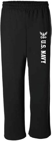 zerogravitee Navy Open Bottom Military Theme Sweatpants with White Print in Saudi Arabia