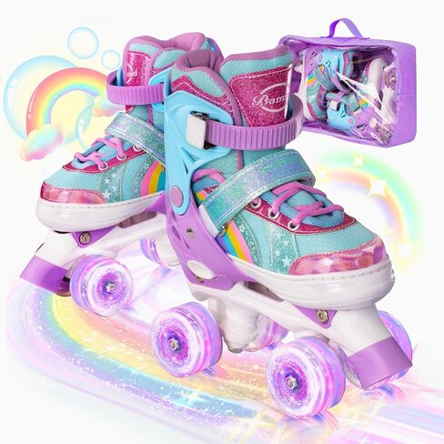 Adjustable Kids Roller Skates with Light Up Wheels & Safety Protection for Beginners, Toddler Roller Girls Skates Ages 3-5, 5-8, 8-12, Patines para Niñas for Indoor Outdoor Sports in Saudi Arabia