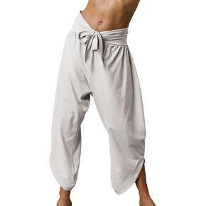 Women's Baggy Wide Leg Pants Elastic Waist Tie Knot Loose Yoga Harem Pants with Pockets in Saudi Arabia