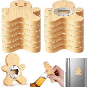 VESICI 24 PCS فتاحة الزجاجة المغناطيسية 2.5 بوصة DIY الخيزران على شكل قلب فتحات البيرة فتحات الخشب الثلاجة غنطة الثلاجة هدية لمحبي البيرة الزفاف ضيوف الحفلات الحفلات (الشكل المستدير) in Kuwait
