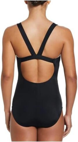 Nike Missy Mesh Solid Edge V-Back One Piece Swimsuit, Black, X Large in Saudi Arabia