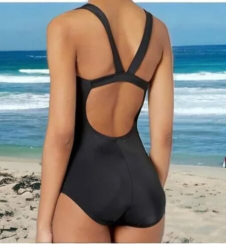 Nike Missy Mesh Solid Edge V-Back One Piece Swimsuit, Black, X Large in Saudi Arabia
