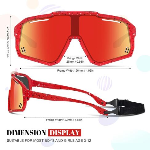 Kids Youth Polarized Sports Sunglasses for 3-12 Girls Boys UV400 for Baseball and Biking Tennis other Outdoor Goggles in Saudi Arabia