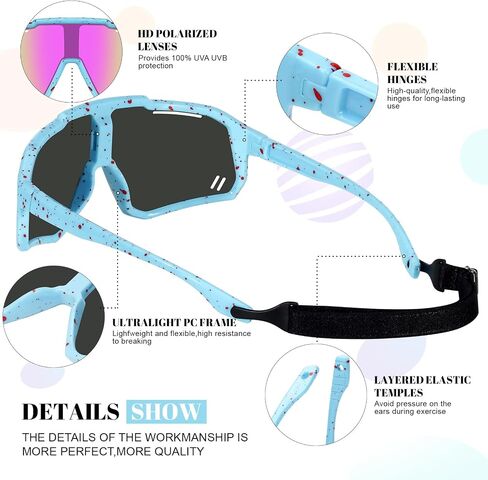 Kids Youth Polarized Sports Sunglasses for 3-12 Girls Boys UV400 for Baseball and Biking Tennis other Outdoor Goggles in Saudi Arabia