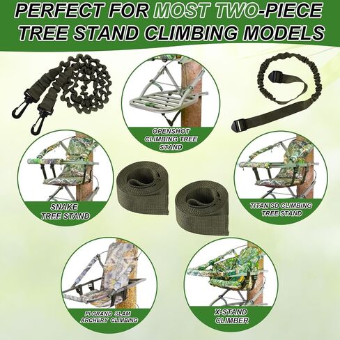 4 قطع من أحزمة حقيبة الظهر Treestand وأشرطة الحبل لمتسلقي القمة، وحزام حامل التسلق المرن خفيف الوزن وحزام التسلق وحامل الصيد لمعظم حوامل الأشجار مع شرائح المنصة in Saudi Arabia