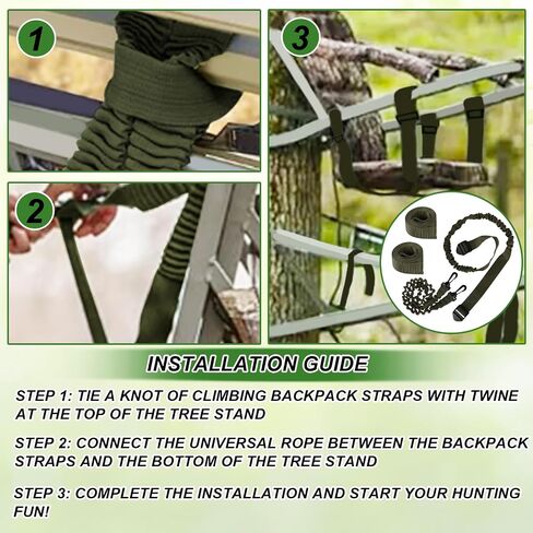 4 قطع من أحزمة حقيبة الظهر Treestand وأشرطة الحبل لمتسلقي القمة، وحزام حامل التسلق المرن خفيف الوزن وحزام التسلق وحامل الصيد لمعظم حوامل الأشجار مع شرائح المنصة in Saudi Arabia