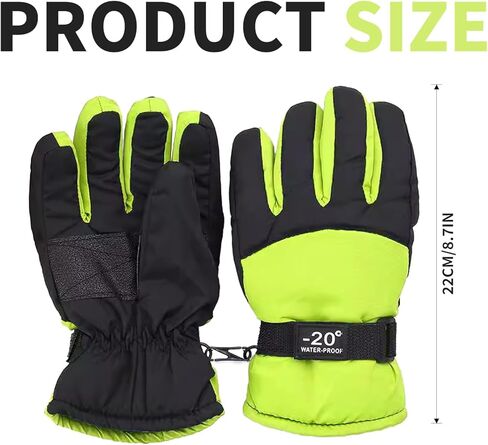 قفازات شتوية للأطفال - قفازات تزلج دافئة مقاومة للماء للأولاد والبنات، قفازات ثلج سميكة للأطفال في الهواء الطلق مع راحة يد مضادة للانزلاق، حزام قابل للتعديل، أساور طويلة للتزلج والتزلج على الجليد والرياضات الشتوية in Kuwait