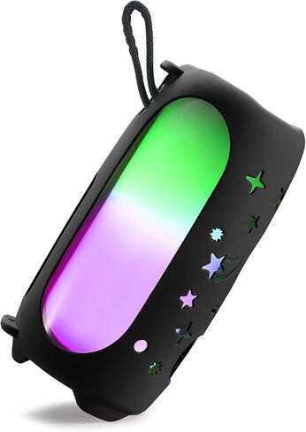 حافظة واقية لمكبر صوت JBL Pulse 5 - غطاء سيليكون مقاوم للصدمات مع حزام كتف قابل للتعديل وحلقة تسلق، حقيبة حمل للسفر (أسود) in Kuwait