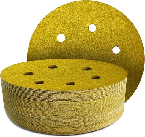 135 PCS 5 Inch Sanding Discs, 8 Hole, Hook and Loop, 40-400 Grit, Gold, for Random Orbital Sander in Kuwait