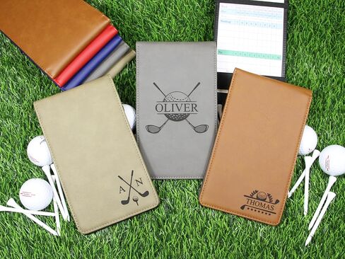 حامل بطاقة أداء جولف مخصص لفرق المدارس الثانوية والشباب والجامعات، وليالي كبار السن، والولائم، والبطولات، وكتاب ياردات من الجلد النباتي منقوش خصيصًا - هدية جولف كبيرة in Saudi Arabia