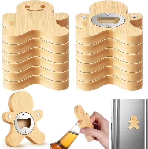 VESICI 24 PCS فتاحة الزجاجة المغناطيسية 2.5 بوصة DIY الخيزران على شكل قلب فتحات البيرة فتحات الخشب الثلاجة غنطة الثلاجة هدية لمحبي البيرة الزفاف ضيوف الحفلات الحفلات (الشكل المستدير) in Kuwait