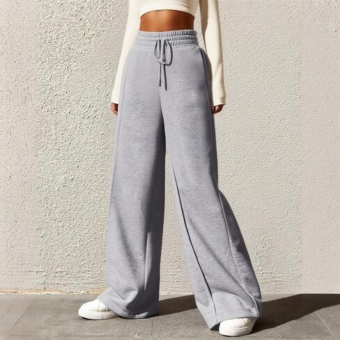 Womens Wide Leg Sweatpants High Waisted Baggy Pants Fashion Drawstring Athletic Joggers in Saudi Arabia
