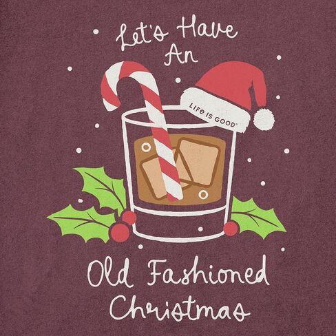 Life is Good. Men's Let's Have an Old Fashioned Christmas Long Sleeve Crusher Tee, Mahogany Brown in Saudi Arabia