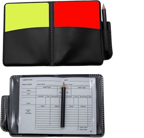 Soccer Referee Flag,Checkered Linesman Flags Set with Case，Metal Pole Foam Handle water Proof，Red Yellow Cards with Notebook and Pencil,Coach Stainless Steel Whistles with Lanyard 2Pcs (Style 2) in Kuwait